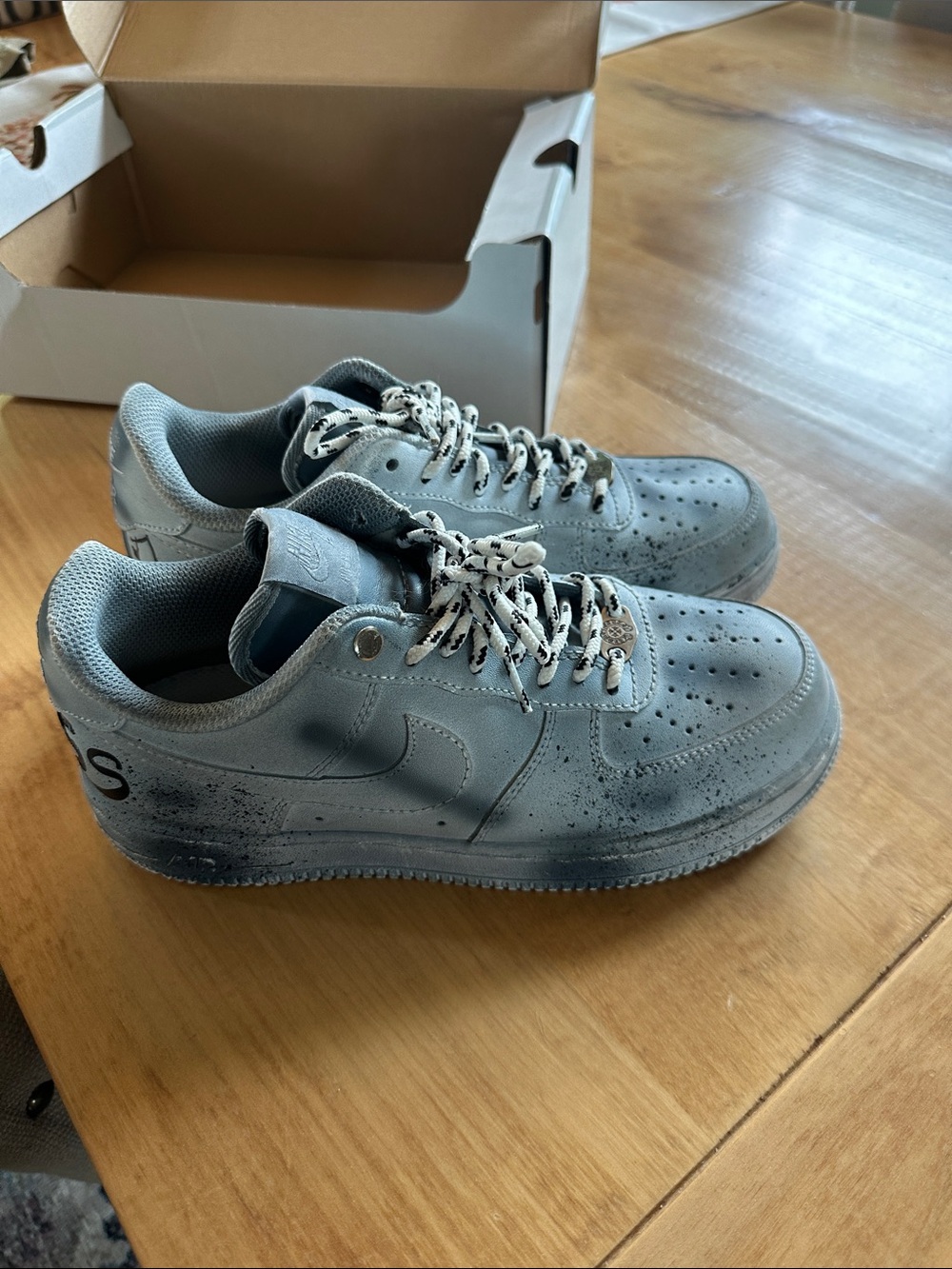 Nike Air - Drippy - Custom Grey/Blue - God Bless Design - Youth 6